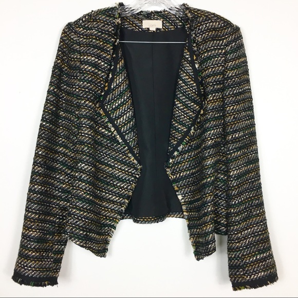 Ann Taylor Loft Draped Fringe Tweed Jacket Size 6 - Picture 2 of 8
